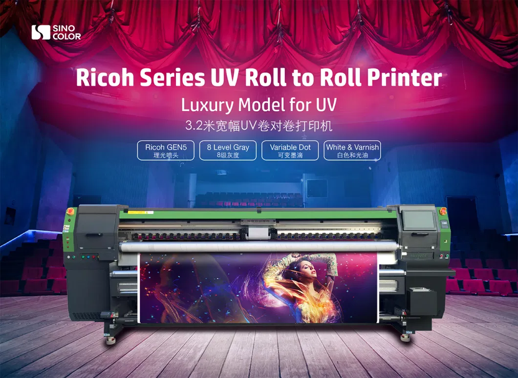 Roll to Roll Large UV Printer Ruv-3204 for Soft Film Flexible Material Printing