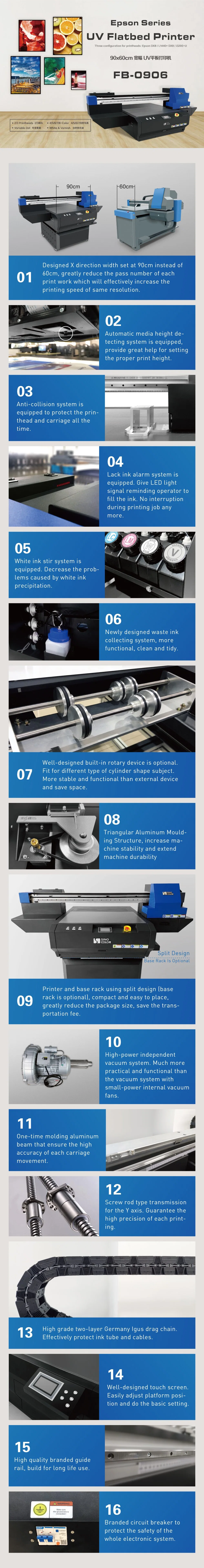 A1 6090 Dx8 L1440 I3200-U Heads Multifunction Acrylic PVC Board Glass LED UV Flatbed Printer