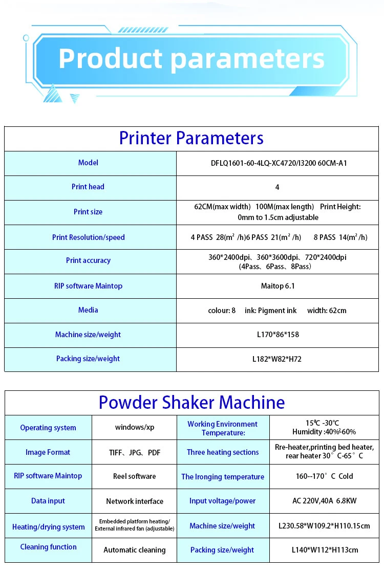 Dtf Printer 24 Inch 2 or 4 Heads T Shirt Printing Machine Dtf Printer Dtf Printer Printing Machine 2FT I3200 4720